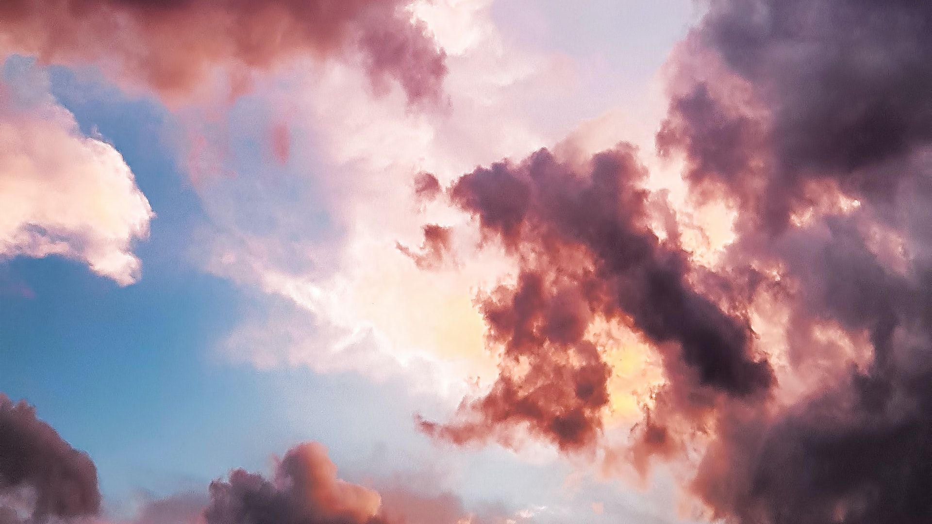 Red Clouds And Blue Sky